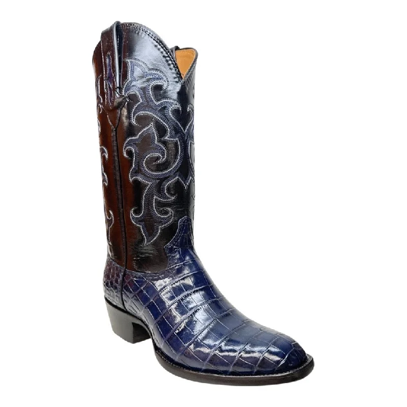 Safari Navy Blue Baby Nile Crocodile Belly Cowboy Boots