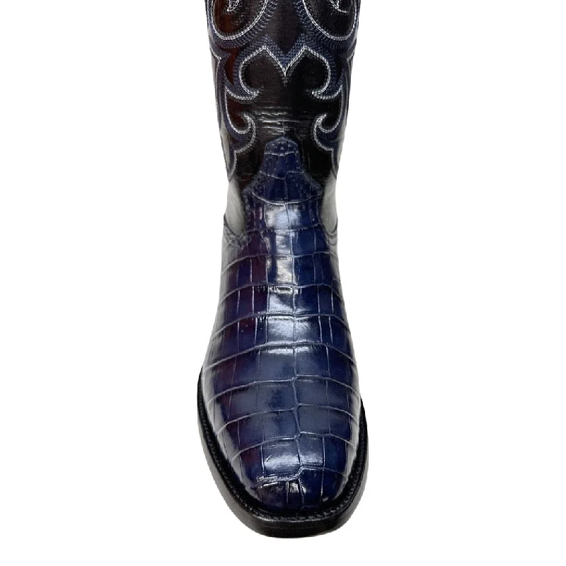 Safari Navy Blue Baby Nile Crocodile Belly Cowboy Boots