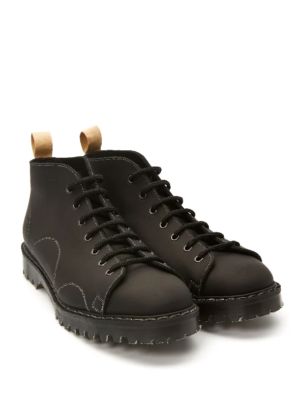 Solovair x Oliver Spencer Black Greasy Leather Monkey Boots