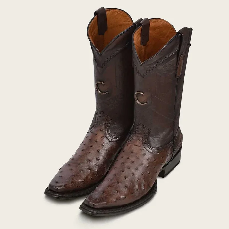 Cuadra Ostrich Snip Toe Boots Brown