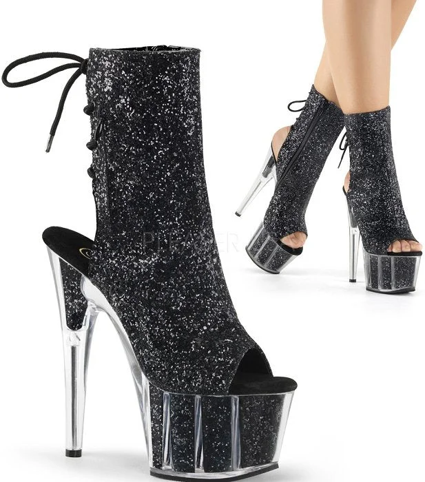 7"" Heel Glitter Open Toe  Ankle Boot (ADORE-1018G)