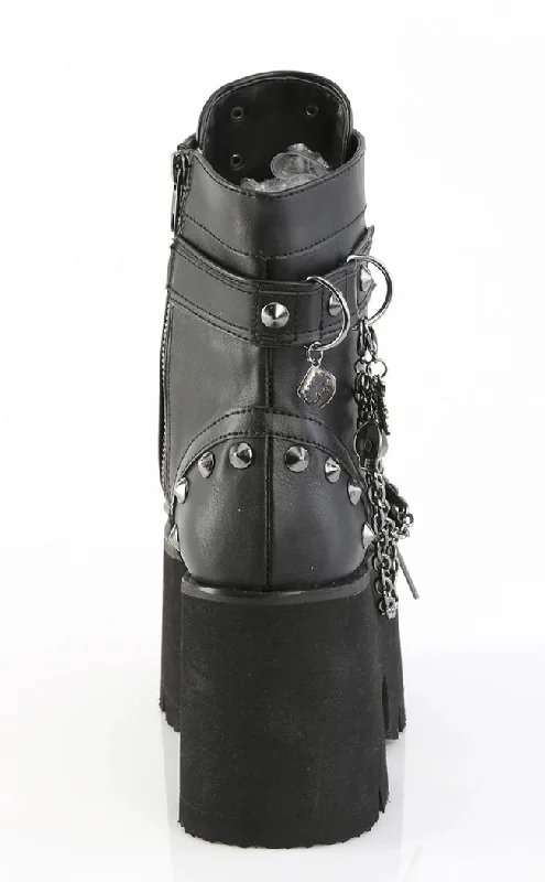 ASHES-52 Black Vegan Leather Platform Ankle Boots