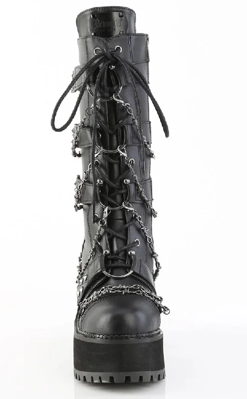 ASSAULT-117 Black Vegan Mid-Calf Boots