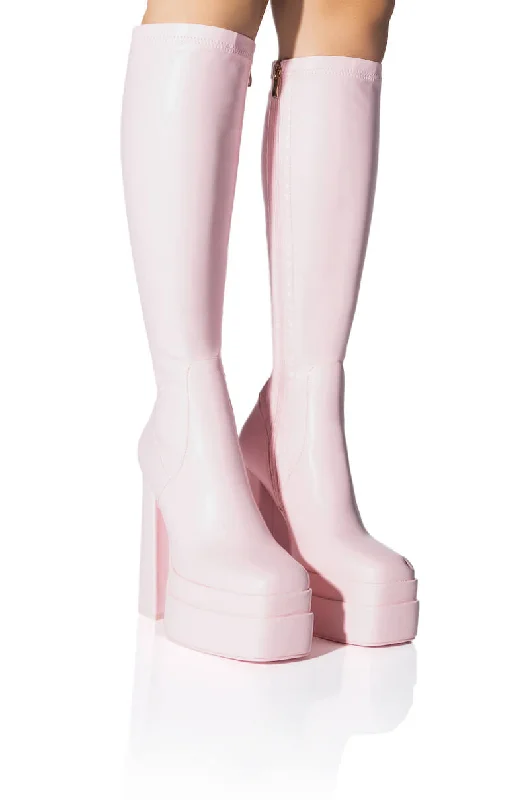 AZALEA WANG MAXINE CHUNKY STRETCH BOOTIE IN PINK