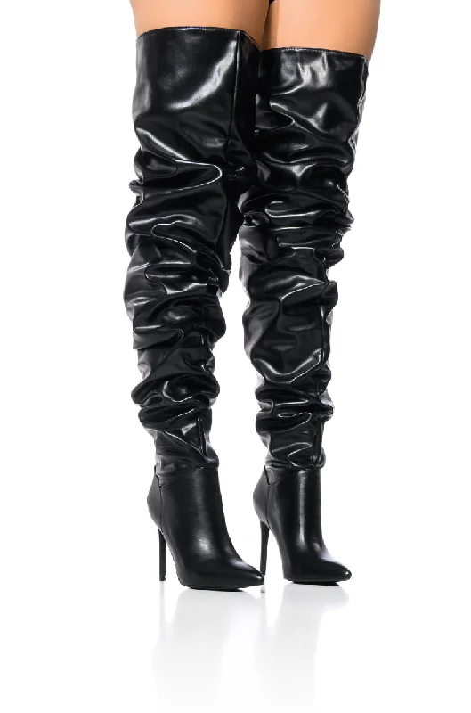 AZALEA WANG TORVI BLACK RUCHED BOOT