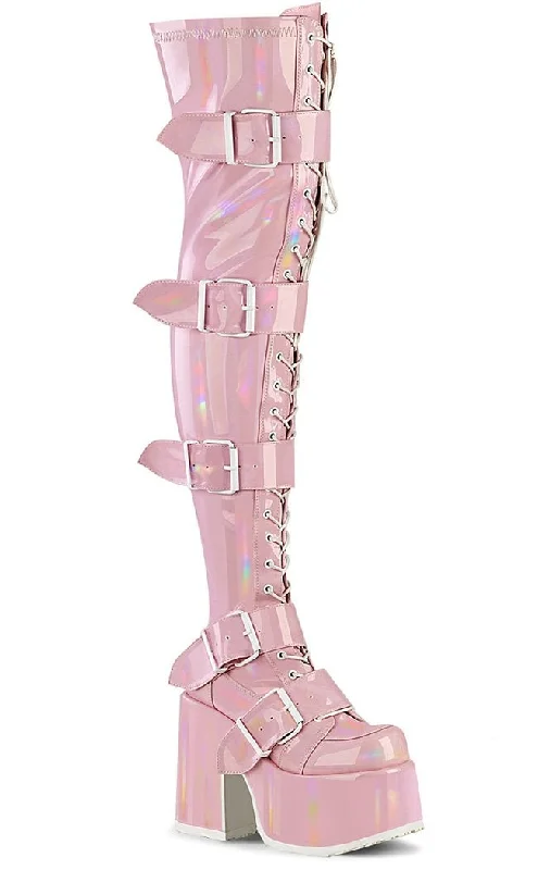 CAMEL-305 Baby Pink Holo Thigh High Boots