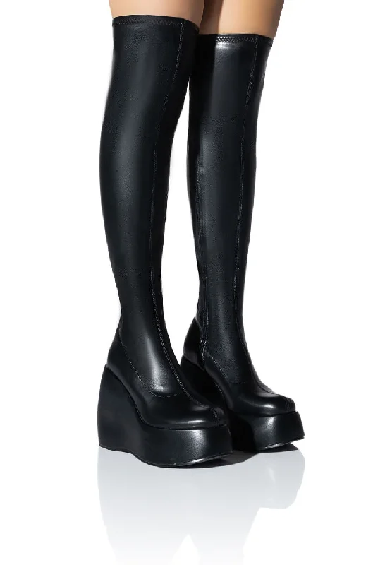 DARCY BLACK WEDGE BOOT