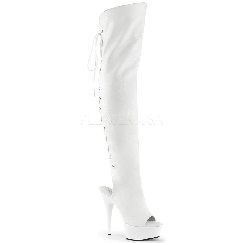 5 / White Faux Leather/White