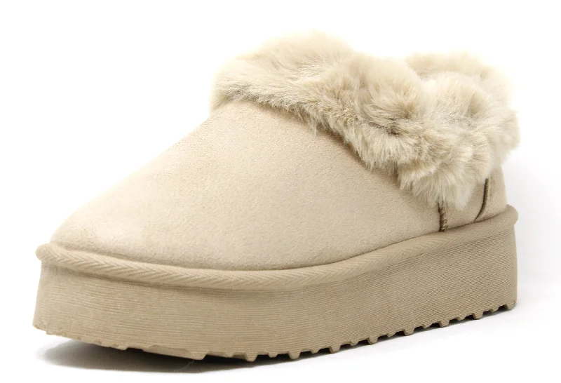 Faux Fur Cuff Slip on Boot