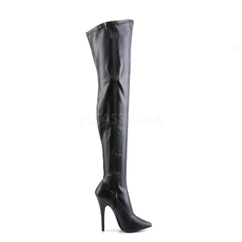 Domina Thigh High Boots Black PU