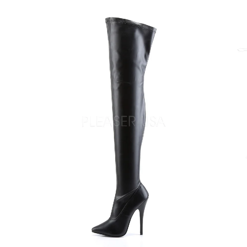 Domina Thigh High Boots Black PU