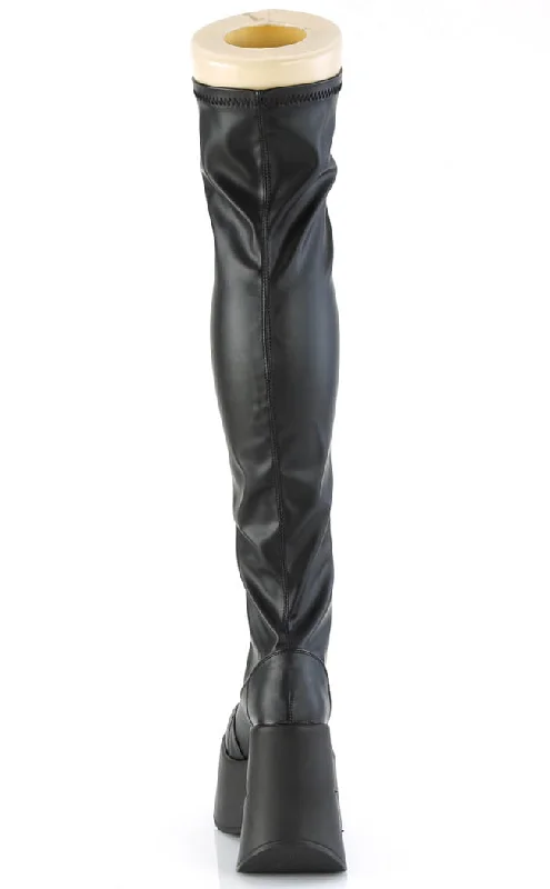 DYNAMITE-300 Black Matte Thigh High Boots