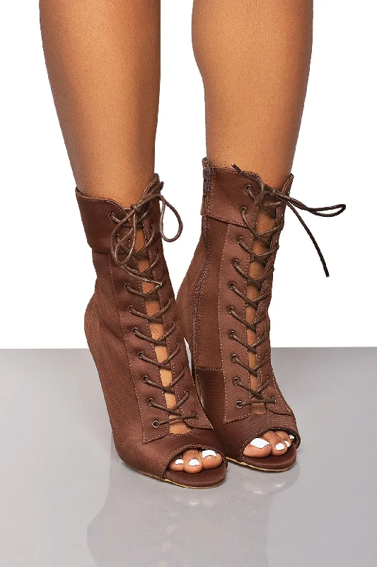 Filter Lace Up Ankle Bootie- Brown