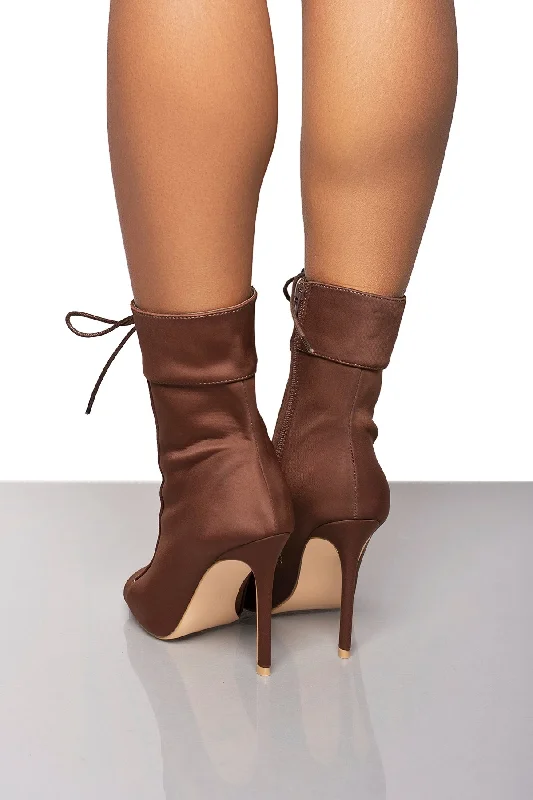 Filter Lace Up Ankle Bootie- Brown