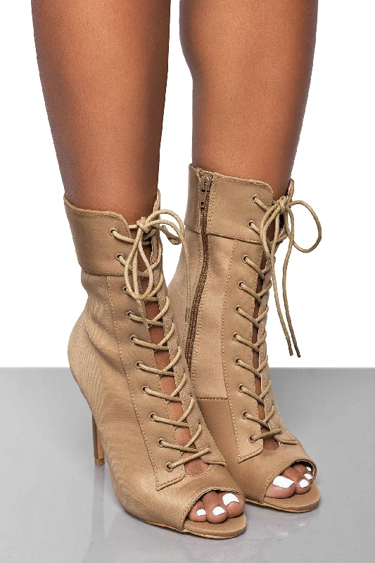 Filter Lace Up Ankle Bootie- Mocha