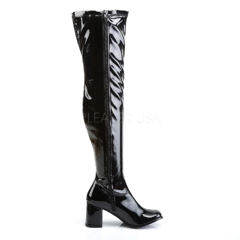 Block Heel Over The Knee Boots Black