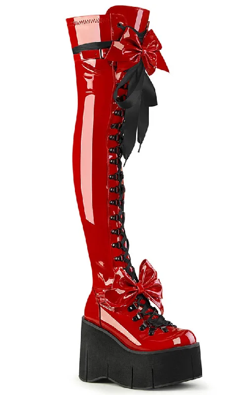 KERA-303 Red Patent Thigh High Platform Boots