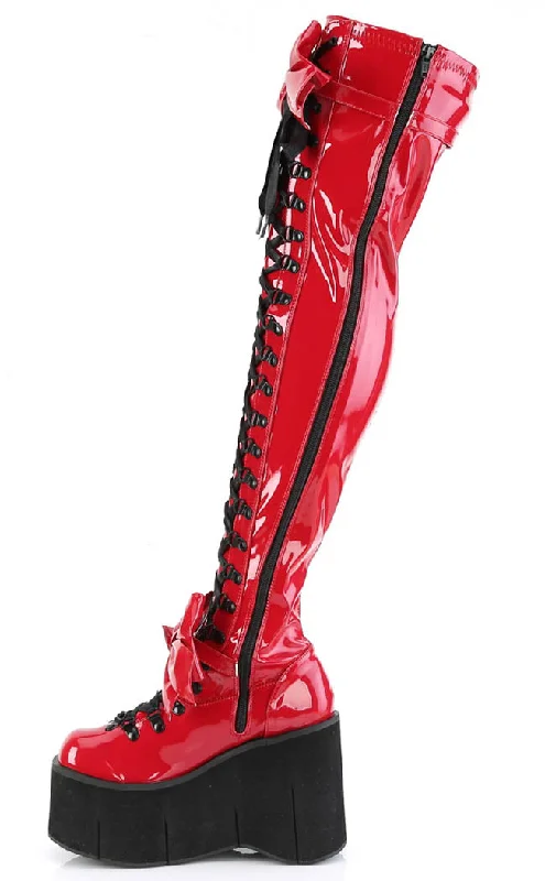 KERA-303 Red Patent Thigh High Platform Boots