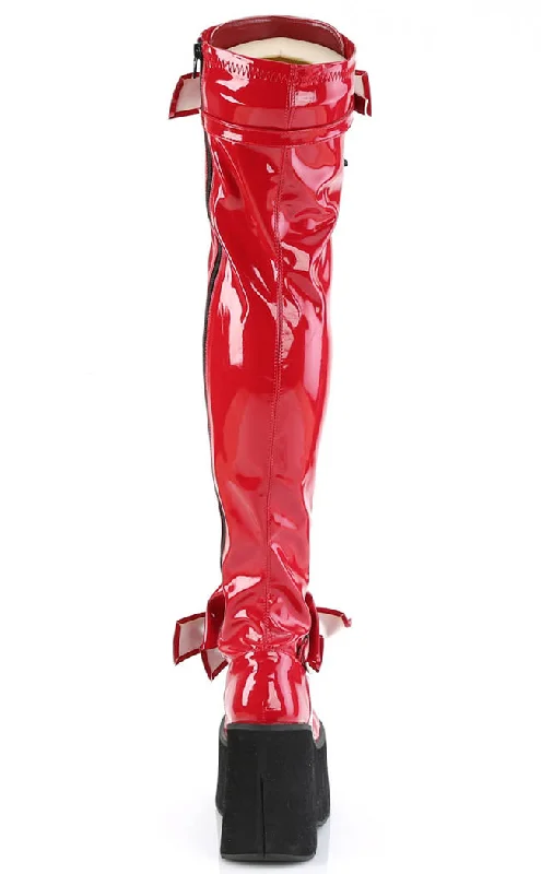 KERA-303 Red Patent Thigh High Platform Boots