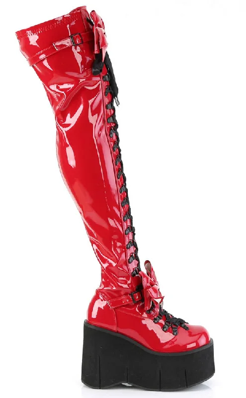 KERA-303 Red Patent Thigh High Platform Boots