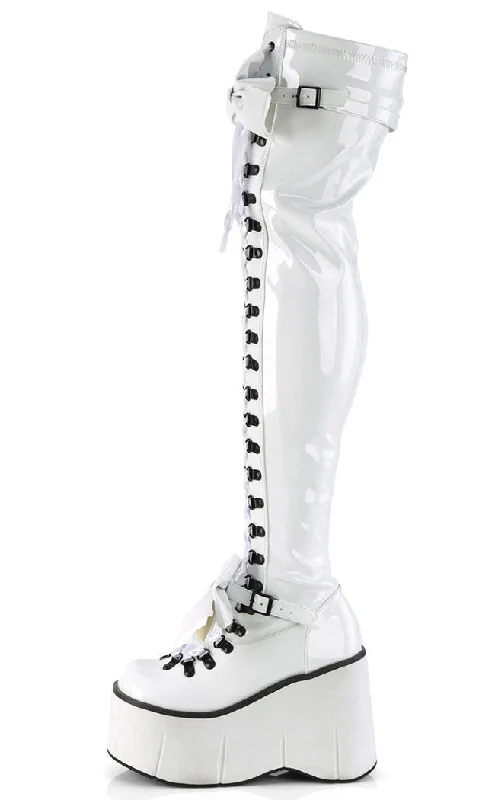 KERA-303 White Patent Thigh High Platform Boots