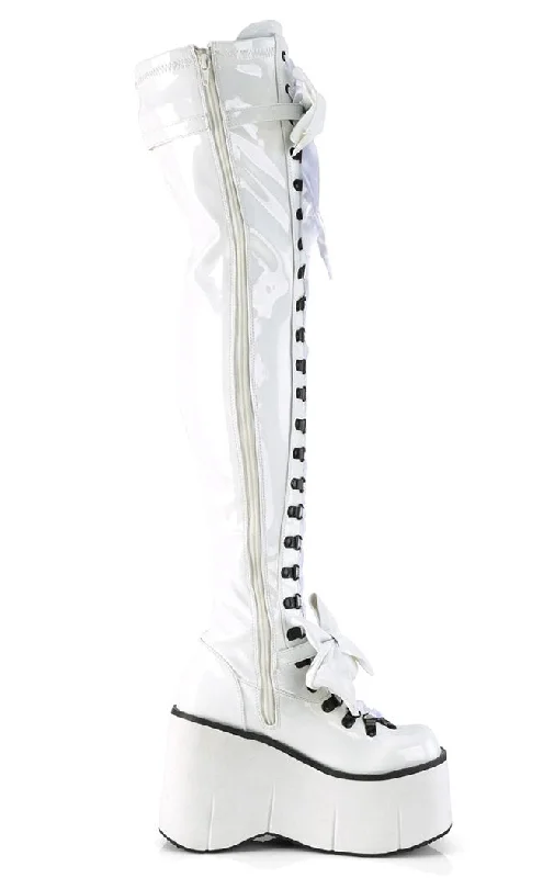 KERA-303 White Patent Thigh High Platform Boots