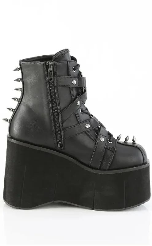 KERA-68 Black Vegan Leather Platform Ankle Boots (AU Stock)