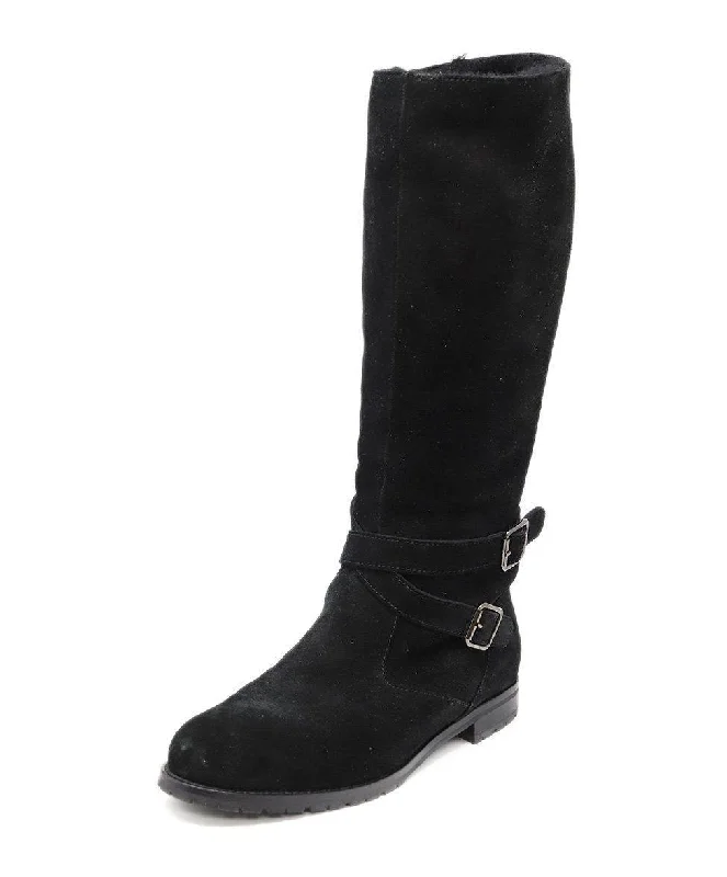 Manolo Blahnik Black Shearling Boots sz 39