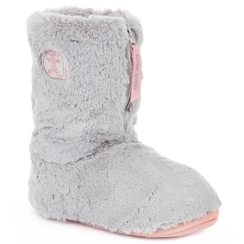 Monroe - Faux Fur Slipper Boot - Mid Grey / Misty Rose