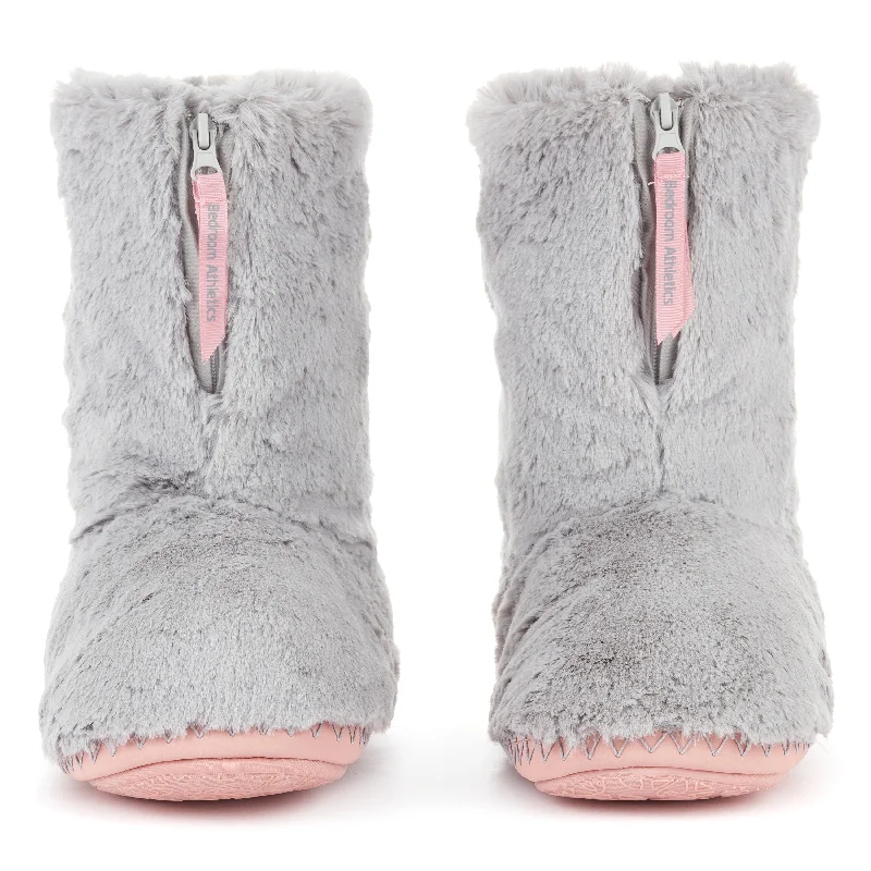 Monroe - Faux Fur Slipper Boot - Mid Grey / Misty Rose