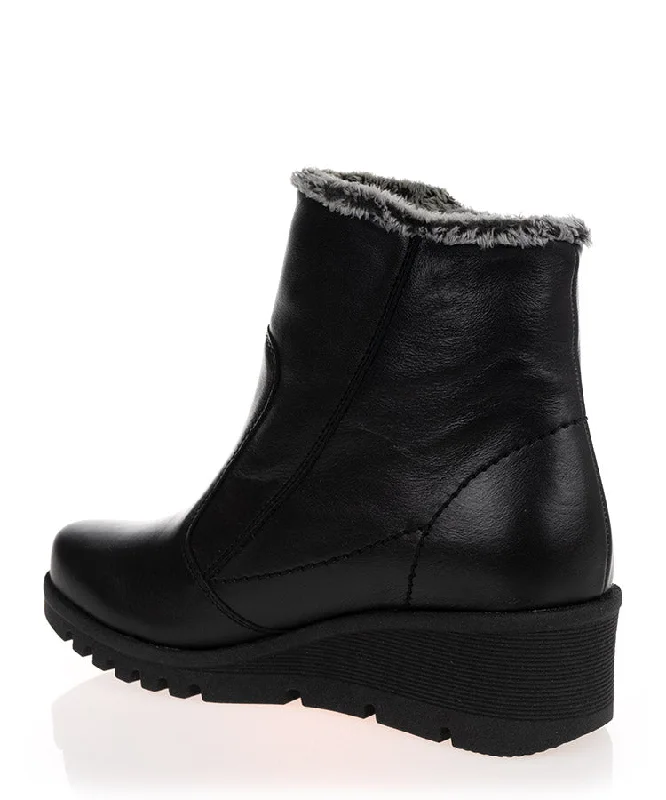 Neo 20850NE Black Leather Wedge Ankle Boot