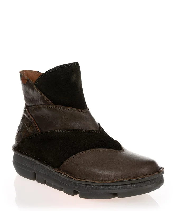 On Foot 29710 Khaki Leather Ankle Boot