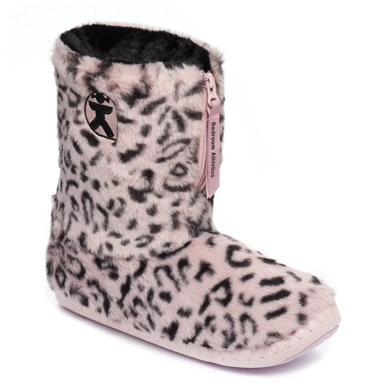 Sabor - Leopard Patterned Faux Fur Slipper Boot - Pink Leopard