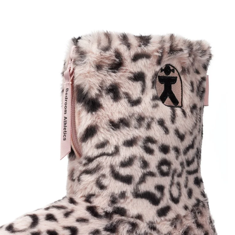 Sabor - Leopard Patterned Faux Fur Slipper Boot - Pink Leopard