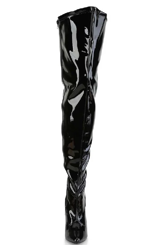 SEDUCE-3000WC Black Patent Wide Calf Boots