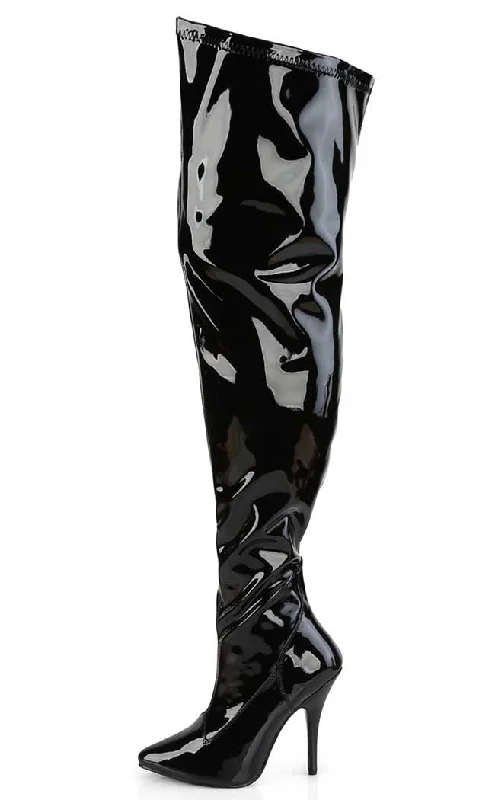 SEDUCE-3000WC Black Patent Wide Calf Boots