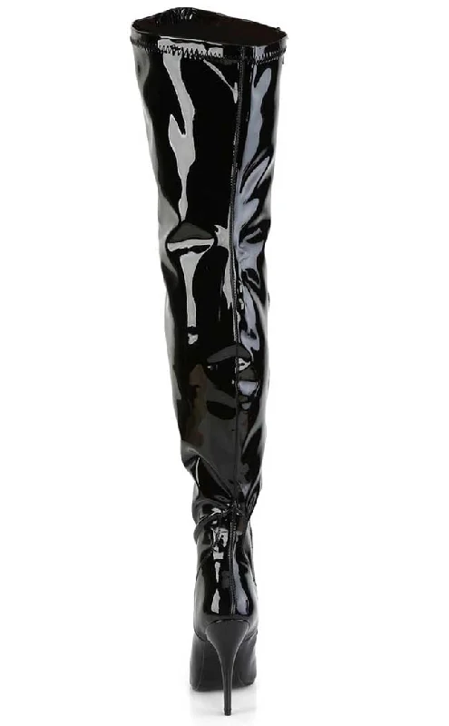 SEDUCE-3000WC Black Patent Wide Calf Boots