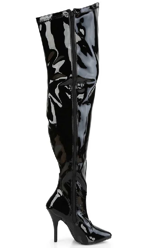 SEDUCE-3000WC Black Patent Wide Calf Boots