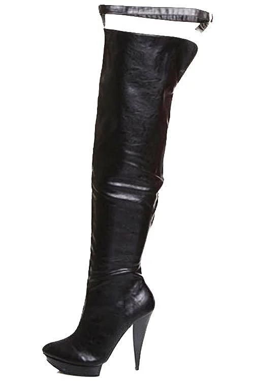 Black over-the-knee heeled boots