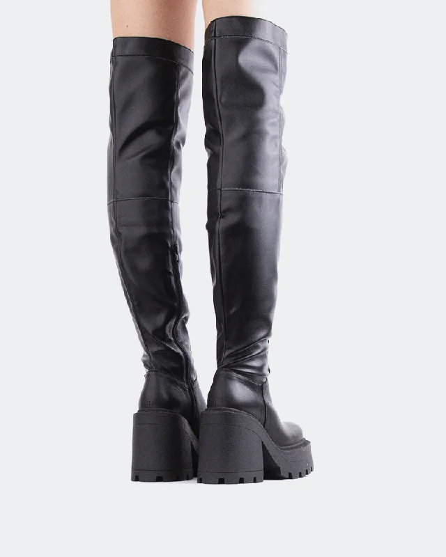 Tonzal Black Leather Stretch