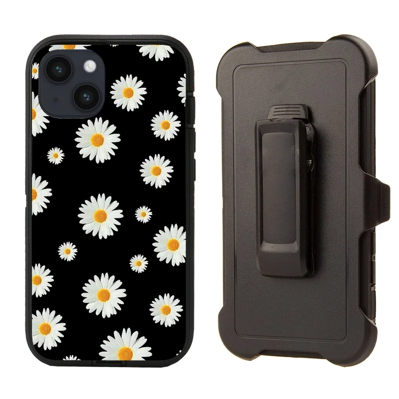 Shockproof Case for Apple iPhone 14 Plus/15 Plus (6.7 inch) Daisy Flower Cover Rugged