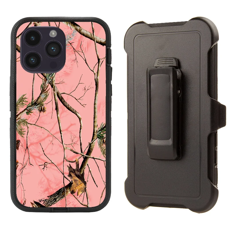 Shockproof Case for Apple iPhone 14 Pro Camouflage Pink Cover Rugged Heavy Duty