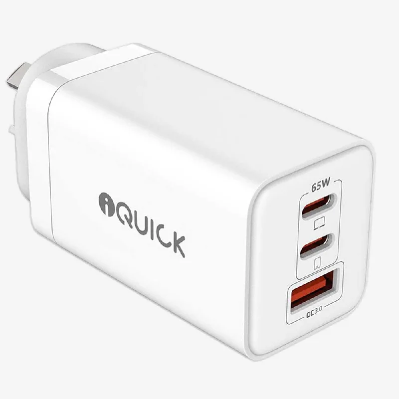 Fast Charger | iQuick 65W Triple Port GaN Plug