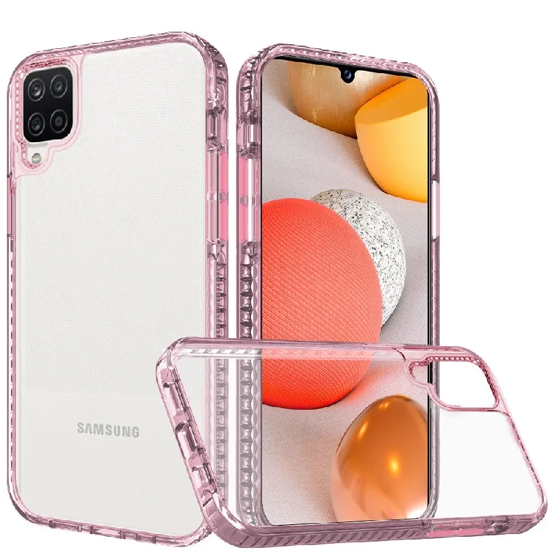 For Samsung A42 5G Thick Diamond Design Edged Colorful Buttons Hybrid Case Cover - Rose Gold/Pink