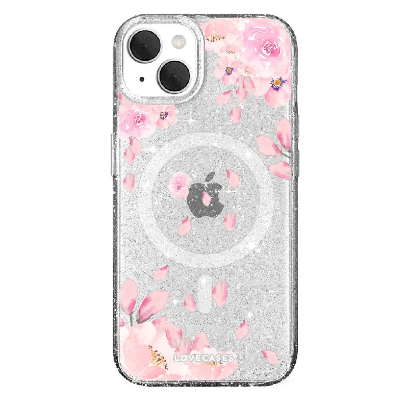 Magsafe Pink Floral Glitter Tough Case