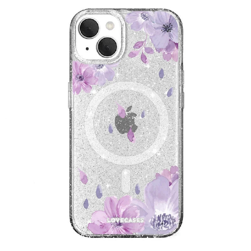 Magsafe Purple Floral Glitter Tough Case