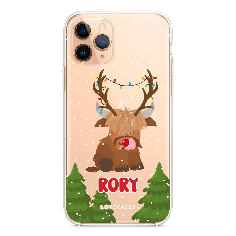 Personalised Reindeer Baby Highland Cow Phone Case