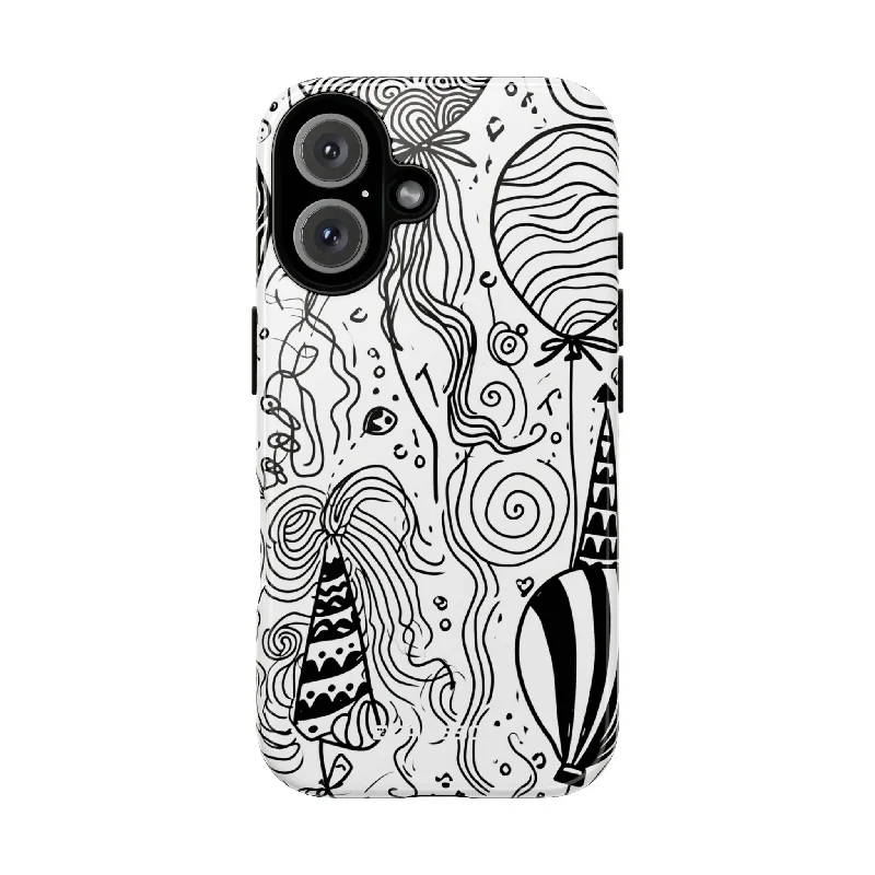 Whimsical Celebration in Black and White - for iPhone 16