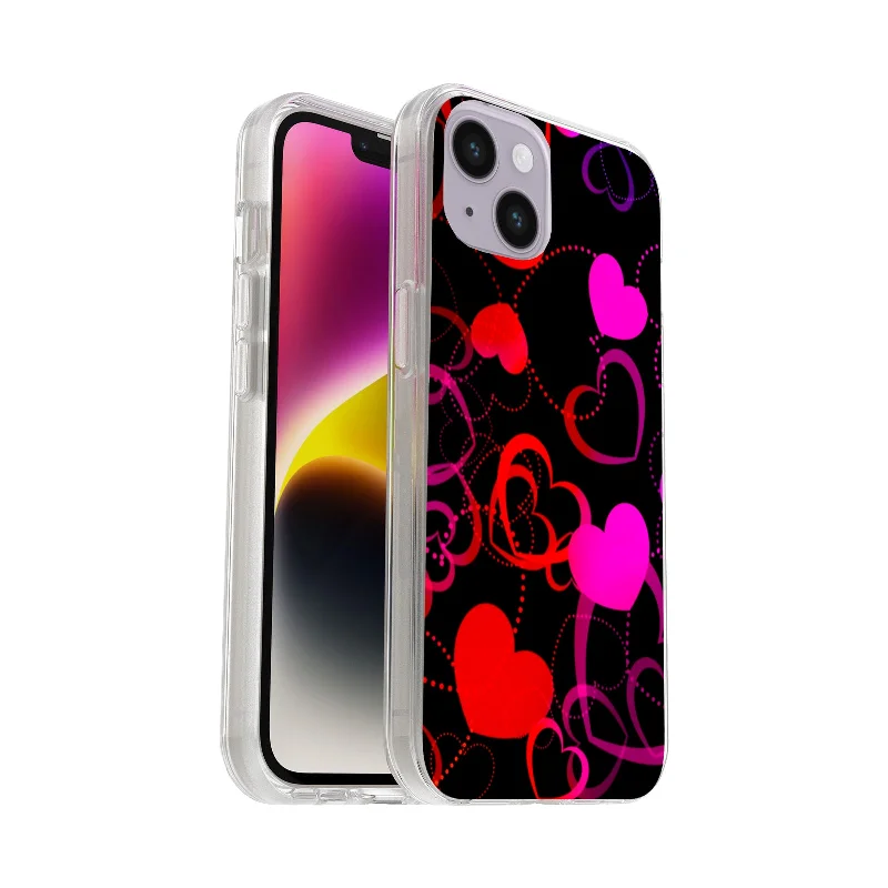 Hard Acrylic Shockproof Antiscratch Case Cover for Apple iphone 14 Gradiant Hearts