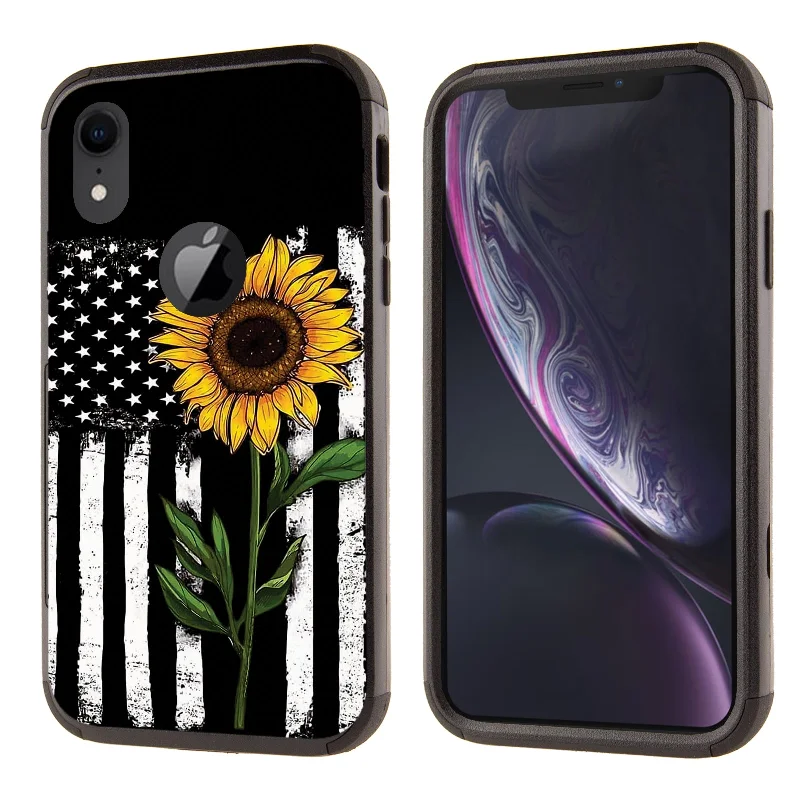 Printed Triple Layers Rugged Shockproof Case for Apple iPhone XR